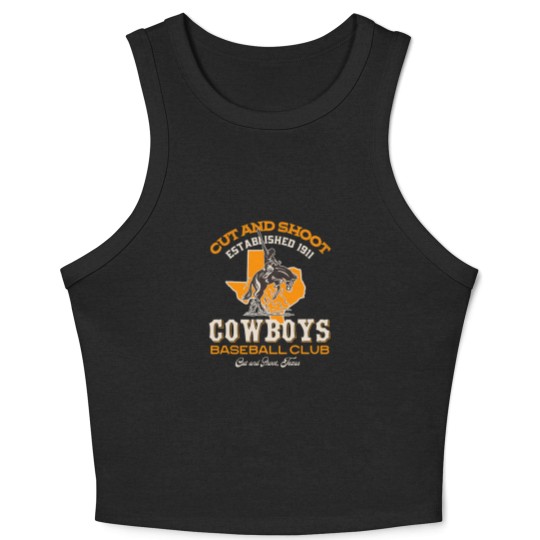 Discover Cow Cut and Shoot Texas Cowboys Retro Minor League Baseball Team Mooey Heifer Crop Tank Top