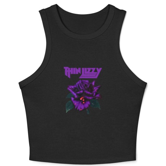 Discover Thin Lizzy Purple Rose Pop Rock Band Black Crop Tank Top