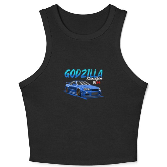 Discover SKYLINE R34 Blue Crop Tank Top