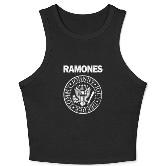 Discover RAMONES Presidential Seal Distressed Logo GRAY/white Crop Tank Top New S-5XL