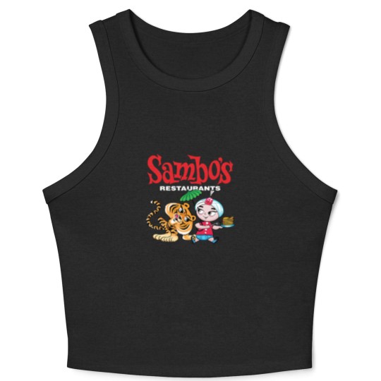 Discover Sambo's Restaurant Logo with Sambo and Tiger Crop Tank Top