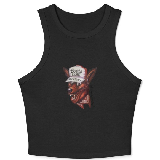 Discover Beer Wolf Oversized Crop Tank Top - White