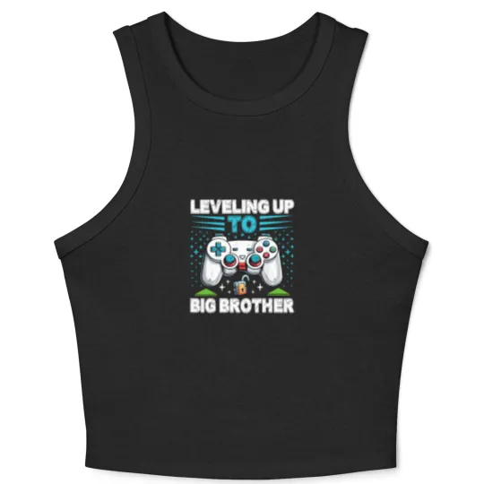 Discover Leveling up to Big Brother 2024 funny gamer Crop Tank Top