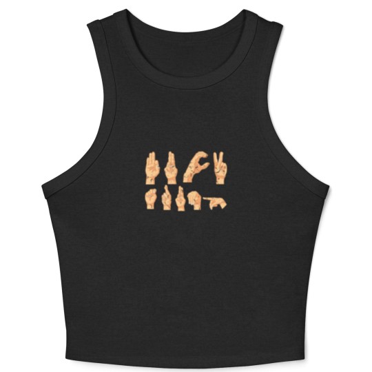 Discover ASL American Sign Language Fuck Trump Funny Crop Tank Top