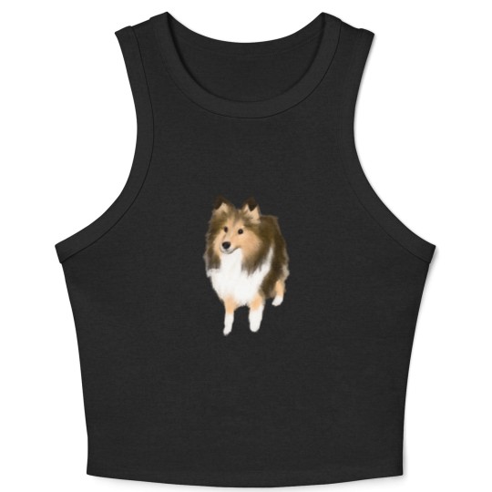 Discover Sheltie Cute Sheltie Drawing Crop Tank Top