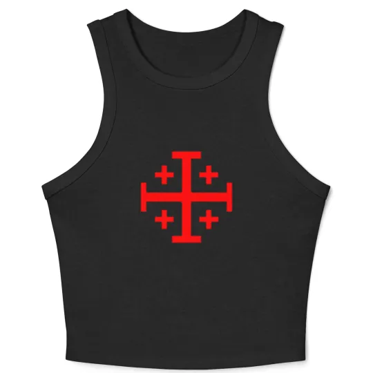 Discover Jerusalem Cross - Red - No Background Crop Tank Top