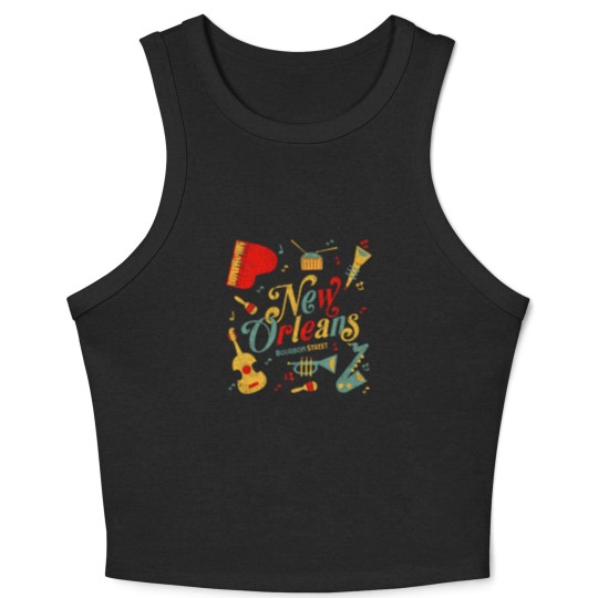 Discover New Orleans Louisiana Music Lovers Crop Tank Top Bourbon Street Crop Tank Top
