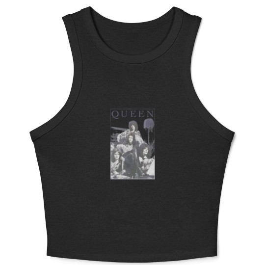 Discover Queen Freddie Mercury Brian May Band Vintage Crop Tank Top