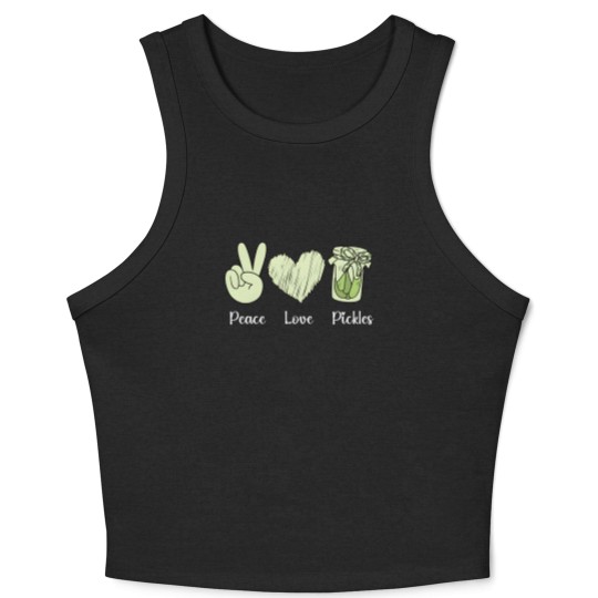 Discover Funny Pickle Crop Tank Top, Peace Love Pickles Crop Tank Top