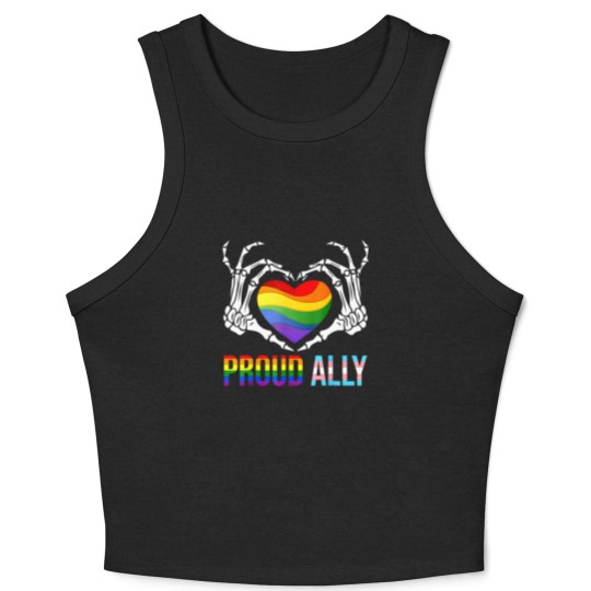 Discover proud ally lgbt transgender flag skeleton heart gay lesbian Crop Tank Top