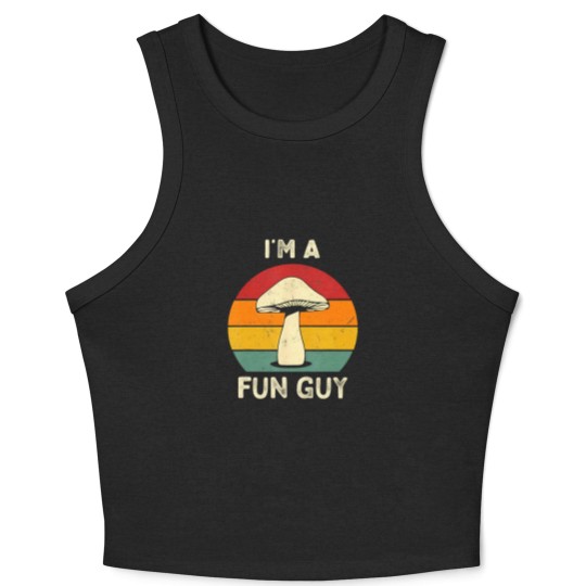 Discover Funny Funguy Mushroom Crop Tank Top Fungi Joke Pun Mushroom Pickers Crop Tank Top