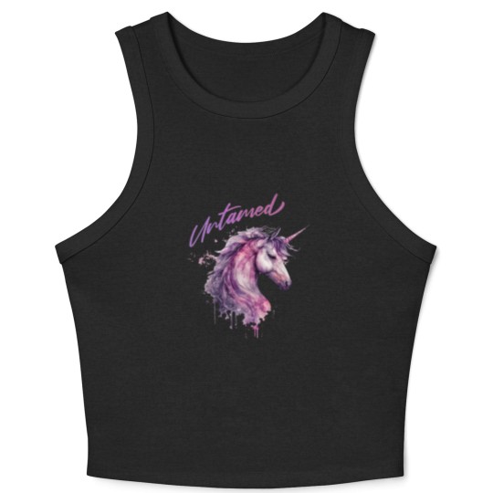 Discover Unicorn Crop Tank Top, Retro 80s  Crop Tank Top, Untamed Fantasy Mythical Magical Crop Tank Top