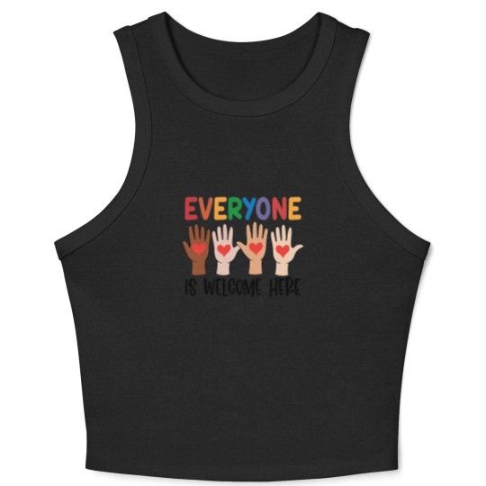 Discover Everyone Is Welcome Here Crop Tank Top, Teacher Crop Tank Top, Idaho Teacher