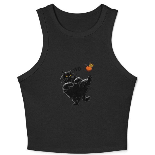 Discover No Kings in America Black Cat Crop Tank Top, No Kings Crop Tank Top, Funny Political Meme Crop Tank Top