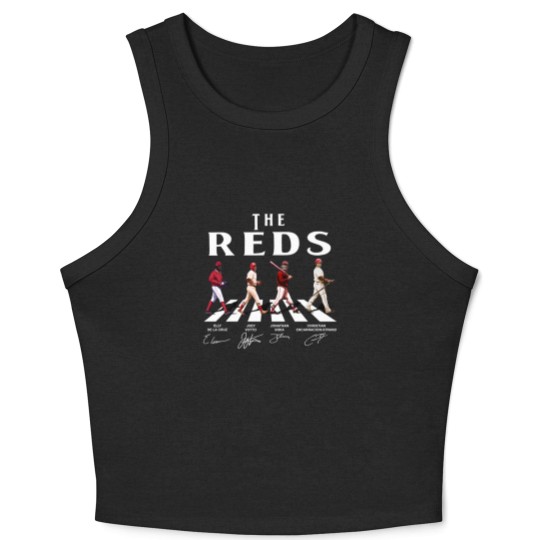 Discover Reds Walking Abbey Road Signatures Baseball Crop Tank Top, Elly De La Cruz, Votto, Jonathan India