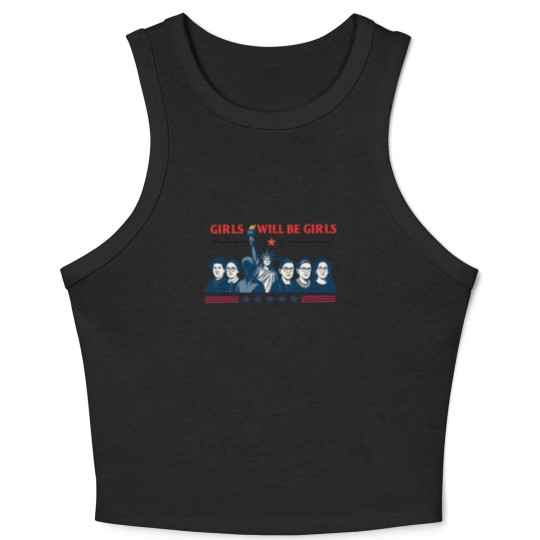 Discover Girls Will be Girls Comfort Colors Crop Tank Top, Patriotic Feminist 4th of July Crop Tank Top