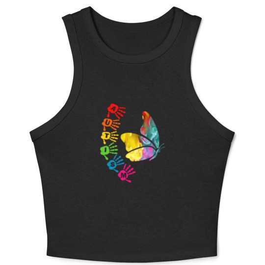 Discover Autism Awareness Day - Autism Butterfly Crop Tank Top