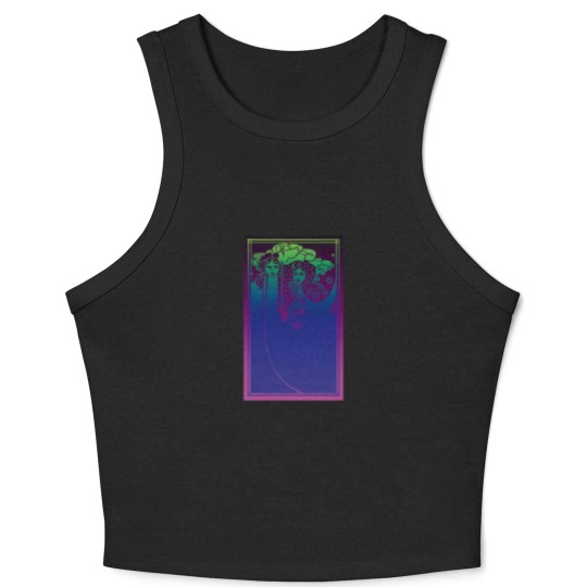 Discover Art Nouveau Ladies (blue on purple) - Art Nouveau - Crop Tank Top