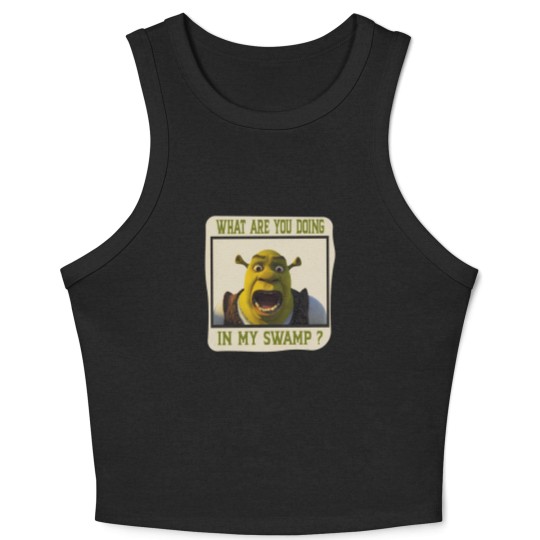 Discover Shrek Face Crop Tank Top What Are You Doing in My Swamp Crop Tank Top, I'm Swamped Crop Tank Top, Funny Shrek Crop Tank Top