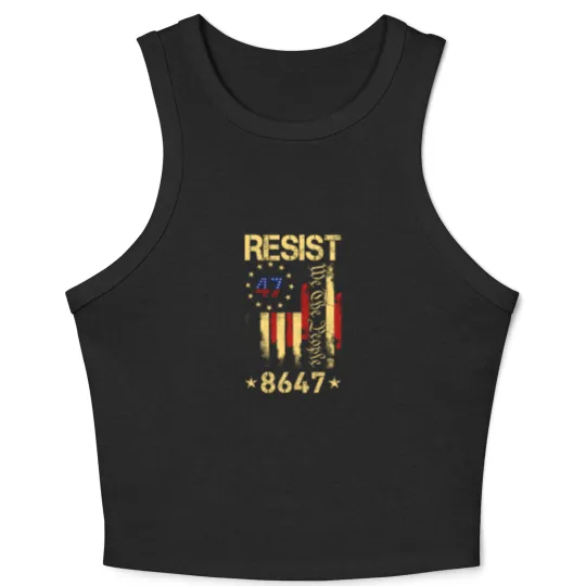 Discover Anti Trump 8647 86 47 US Flag We The People Impeach 47 Unisex Crop Tank Top