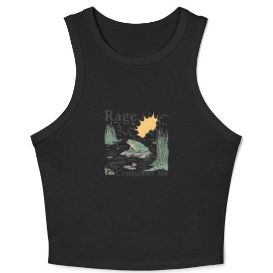 Discover Rage Consumes Me Crop Tank Top, Frog Pond Crop Tank Top, Meme Frog Crop Tank Top, Vintage Style Unisex Crop Tank Top
