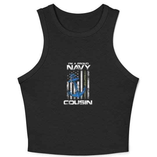 Discover Proud Navy Cousin American Flag Vintage Crop Tank Top