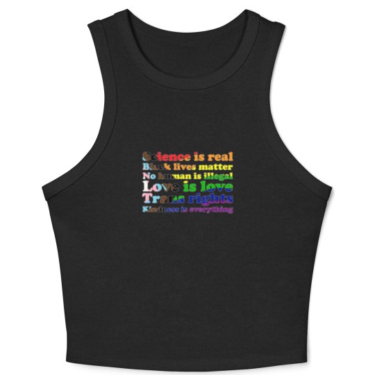 Discover Progress Pride Flag Science is real Black lives matter Love is love Crop Tank Top