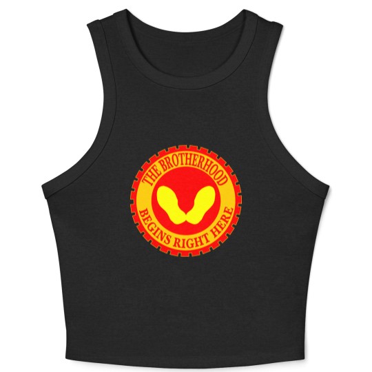 Discover The Brotherhood Begins Right Here Yellow Footprint Crop Tank Top