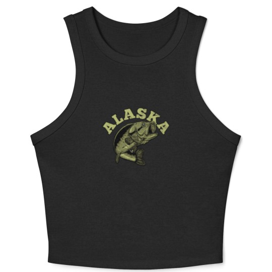 Discover Alaska USA State Travel Souvenir Funny Fishing Crop Tank Top