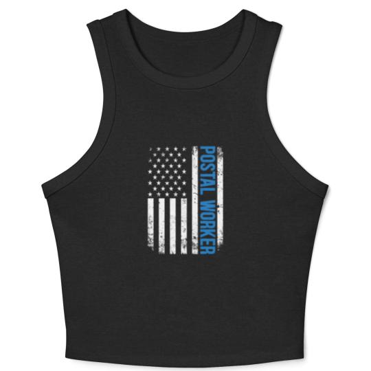 Discover American Postal Worker USA Flag 4th of July Crop Tank Top