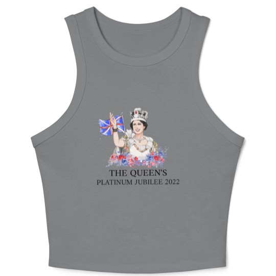 Discover Queen Elizabeth II Platinum Jubilee 1952-2022 CELIBRATION Crop Tank Top  Union Jack Crop Tank Top The Queen's Crown Royal Crop Tank Top