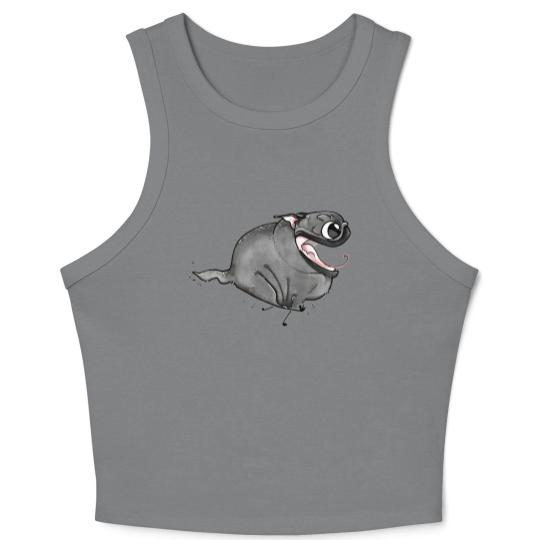Discover Zoomies!!! (black pug) - Black Pug - Crop Tank Top