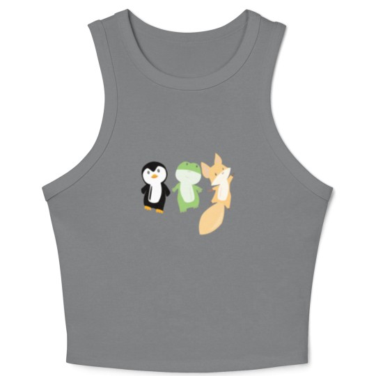 Discover Penguin frog fox cute animals for kids animal fun Crop Tank Top
