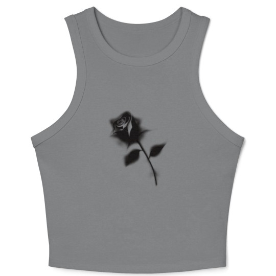 Discover Gothic Black Rose Crop Tank Top