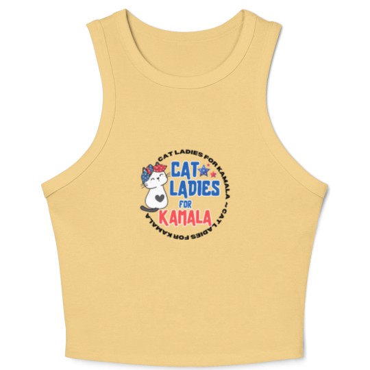 Discover Cat Lady For Kamala Crop Tank Top, Childless Cat Ladies, Kamala Harris 2024 Crop Tank Top