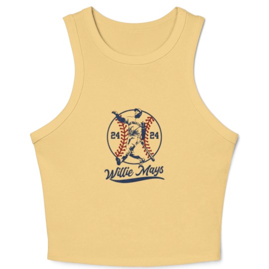 Discover Willie Mays Crop Tank Top, Vintage Aesthetic Art Willie Mays Crop Tank Top