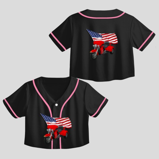 Discover Trike with Flag Crop Top Baseball Jerseys