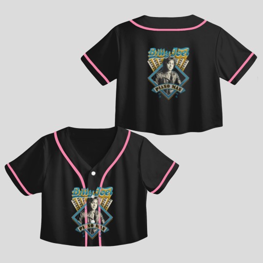Discover Billy Joel 'Piano Man' (Black) Crop Top Baseball Jerseys