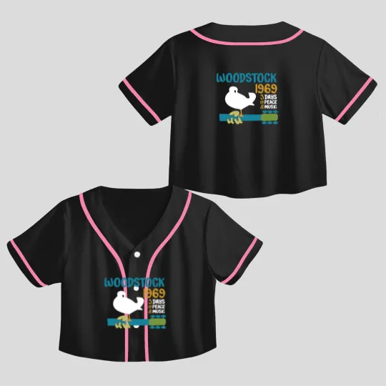 Discover woodstock 50th anniversary 1969 2020,Woodstock Crop Top Baseball Jerseys,Woodstock 1969 ,Peace Love Bird - Woodstock - Crop Top Baseball Jerseys