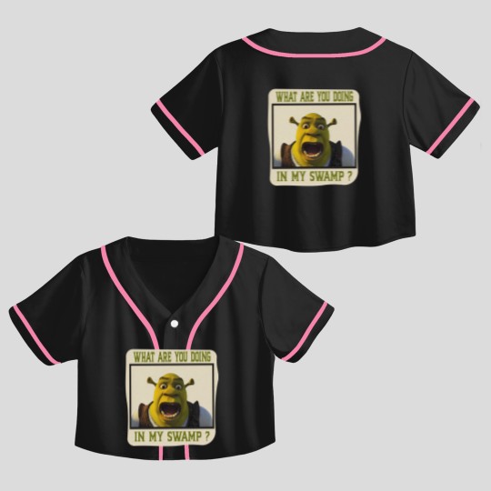 Discover Shrek Face Crop Top Baseball Jerseys What Are You Doing in My Swamp Crop Top Baseball Jerseys, I'm Swamped Crop Top Baseball Jerseys, Funny Shrek Crop Top Baseball Jerseys