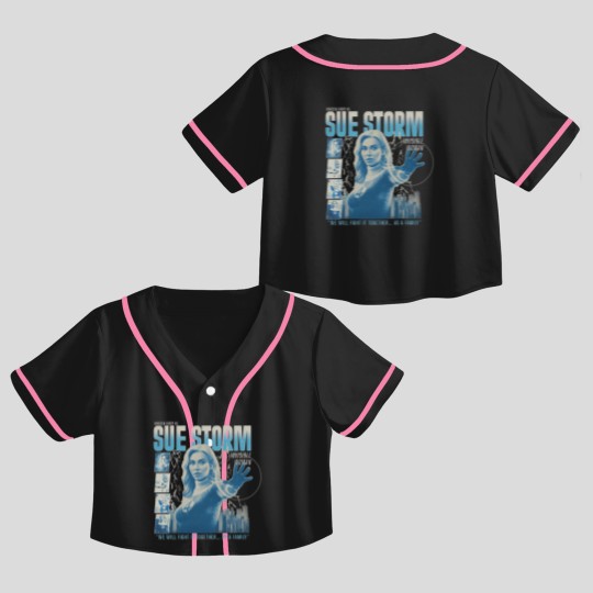 Discover Vintage Sue Storm File Invisible Woman Crop Top Baseball Jerseys, Fantastic Four First Steps Crop Top Baseball Jerseys