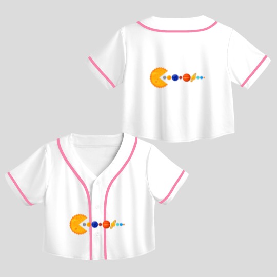 Discover Pacman Eating Planets - Pacman - Crop Top Baseball Jerseys
