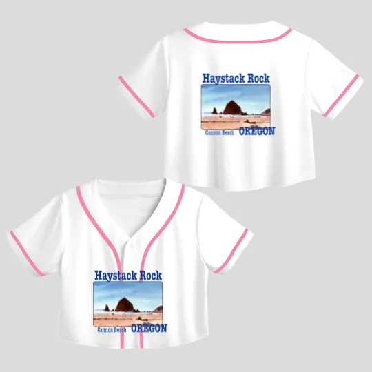 Discover Haystack Rock, Cannon Beach, Oregon - Haystack Rock - Crop Top Baseball Jerseys