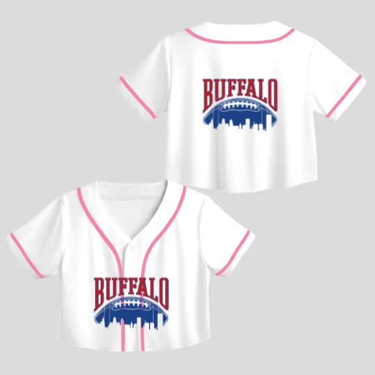 Discover Buffalo Football Vintage Skyline New York Bills Ma Crop Top Baseball Jerseys