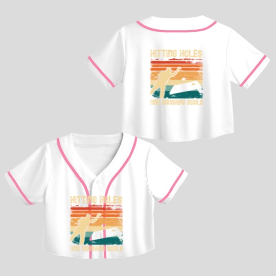 Discover Hitting Holes and Crushing Souls Cornhole Hole Crop Top Baseball Jerseys