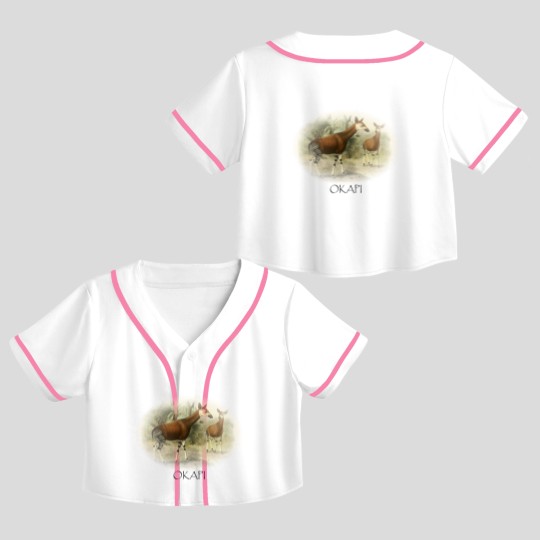 Discover Okapi Mom And Baby Zebra Giraffe Wild Forest Lover Crop Top Baseball Jerseys