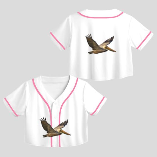 Discover Brown Pelican In Flight Crop Top Baseball Jerseys
