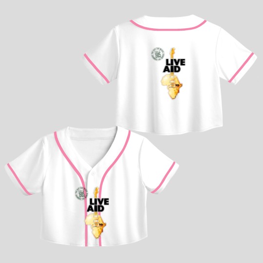 Discover Live Aid Concert Music Gig Event Live 1985 Wembley 80s Crop Top Baseball Jerseys