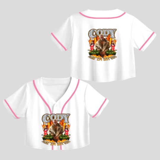 Discover Cody Rhodes Make 'Em Say Uhh Crop Top Baseball Jerseys Cotton Men's Crop Top Baseball Jerseys