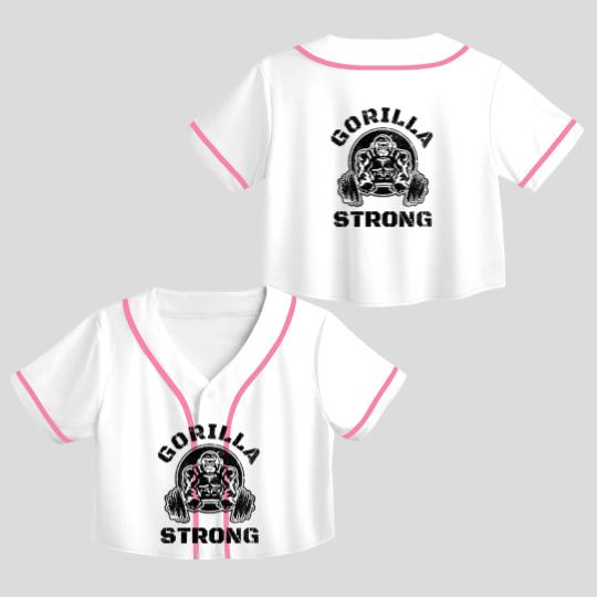Discover GORILLA STRONG Gym Crop Top Baseball Jerseys, Workout Crop Top Baseball Jerseys, Gorilla Crop Top Baseball Jerseys